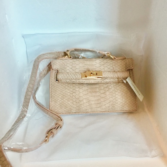 NWT Francesca’s Blush Snake Crossbody Lock Bag - Picture 6 of 8